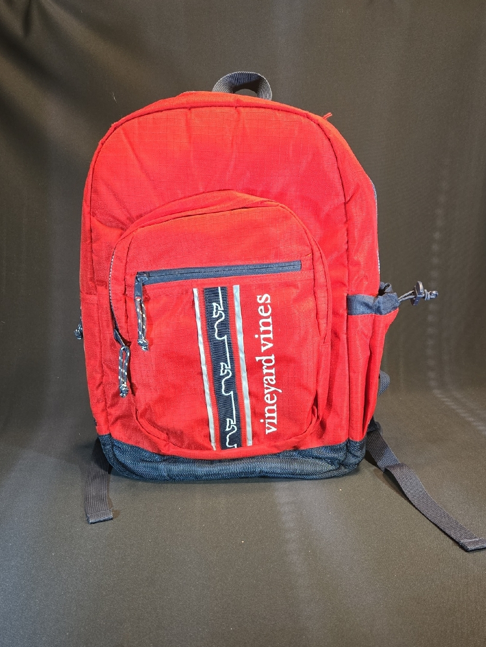 Vineyard Vines Tech Red Backpack with Navy Details